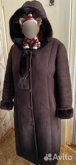 Дубленка натуральная женская с капюшоном 62-64