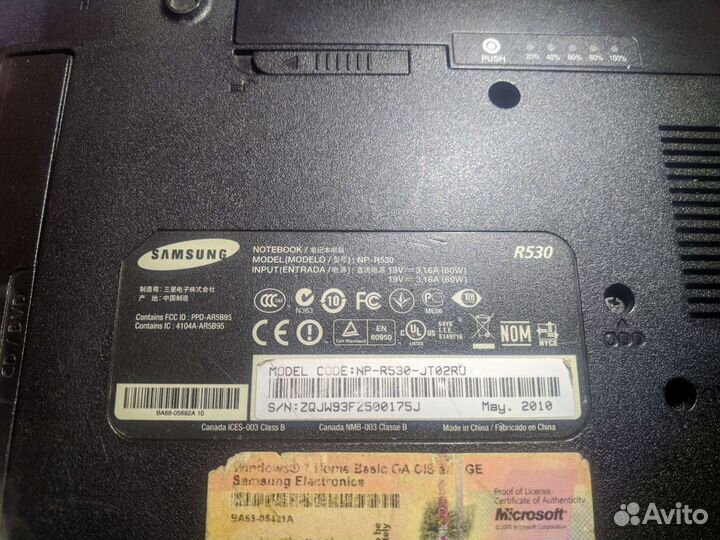 Ноутбук samsung r530