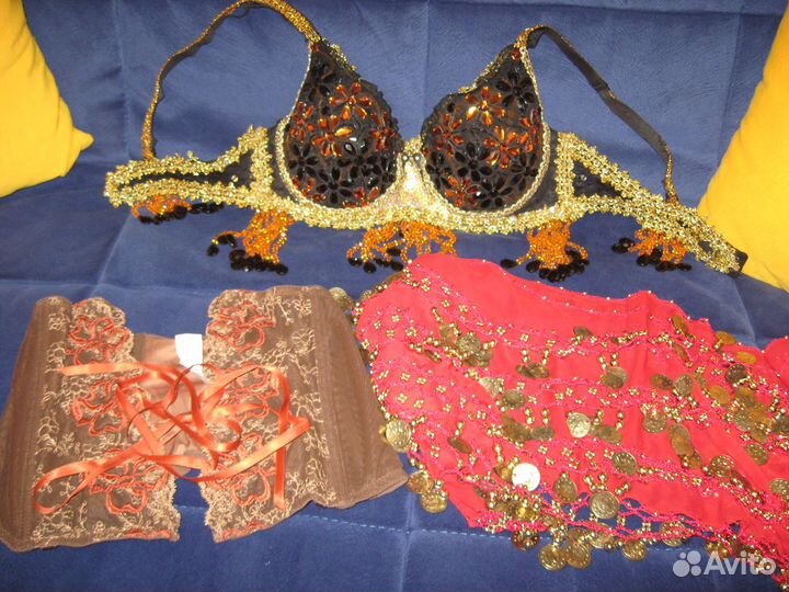 Костюм для восточных танцев. Пояс с монетами+лиф