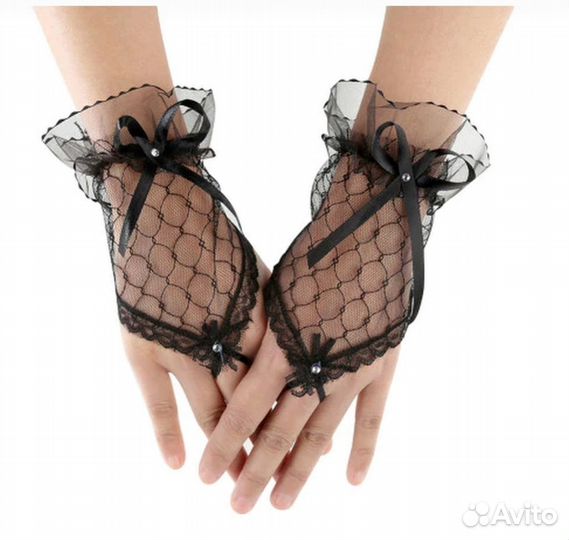 Перчатки гипюр черные митинки великий Гэтсби