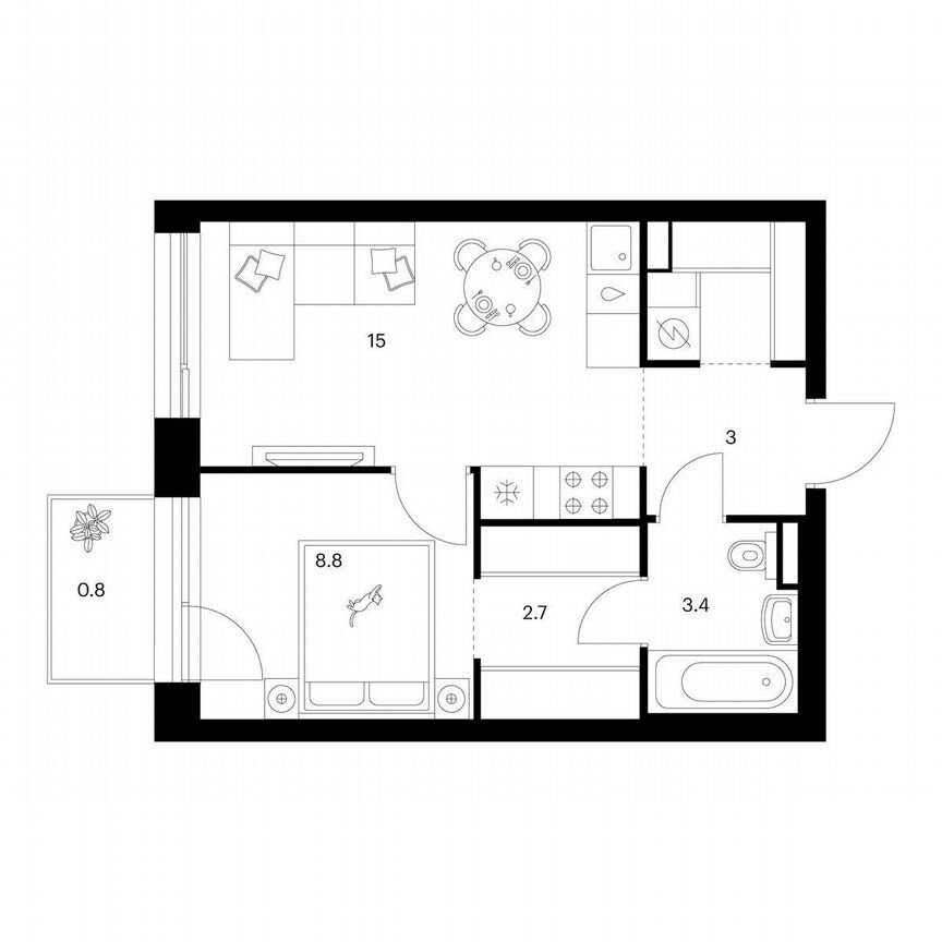 1-к. квартира, 37,7 м², 5/28 эт.