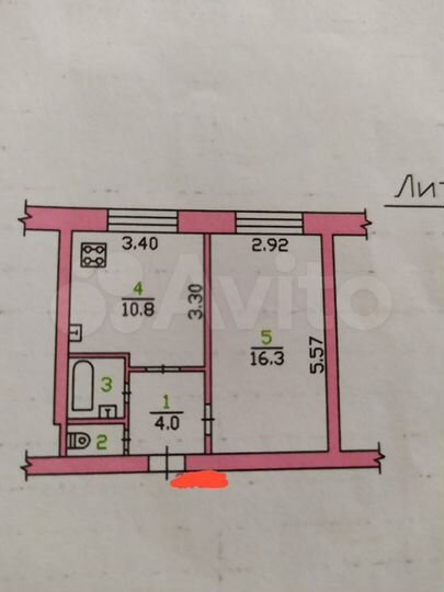 1-к. квартира, 34,5 м², 3/5 эт.