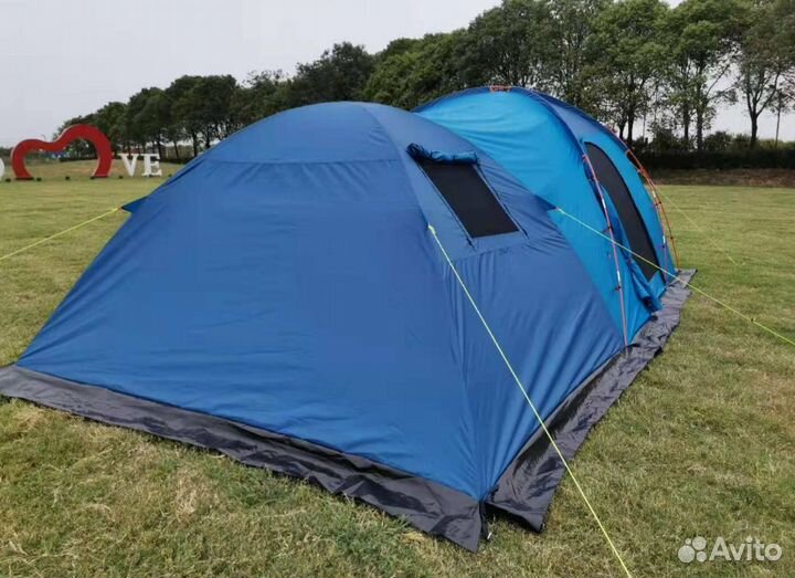 Туристическая палатка 4 местная, высокая, тамбур