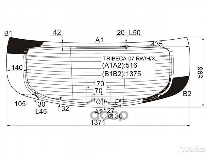 Стекло заднее с обогревом subaru tribeca 04-07