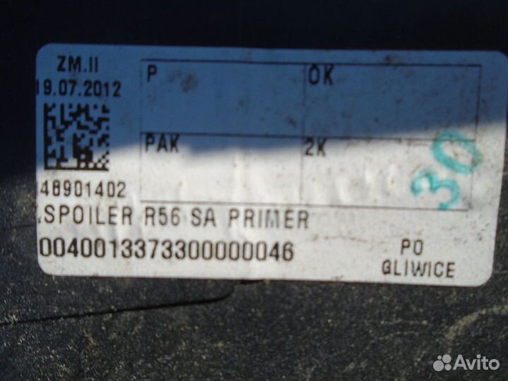 Mini Cooper R56 2005-2014 Спойлер багажника задн