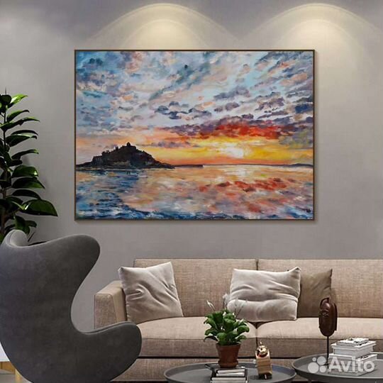 Картина масло Современная живопись Закат в море