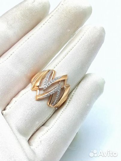 Золотое кольцо крупное из красного золота 585 проб