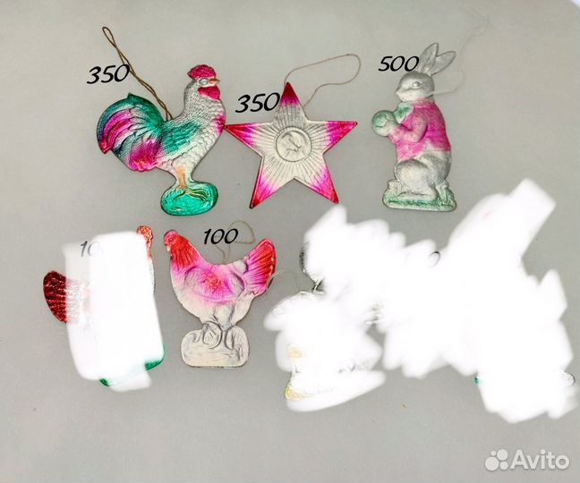 Елочные игрушки СССР пенопласт,картонаж