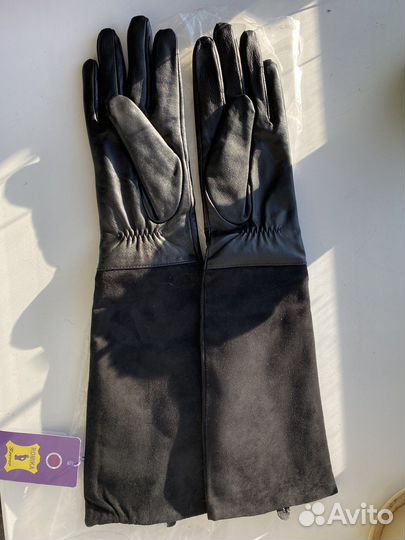 Перчатки женские замша-кожа новые 7.5