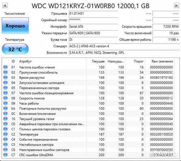 Жесткий диск WD Gold WD121kryz, 12тб, HDD