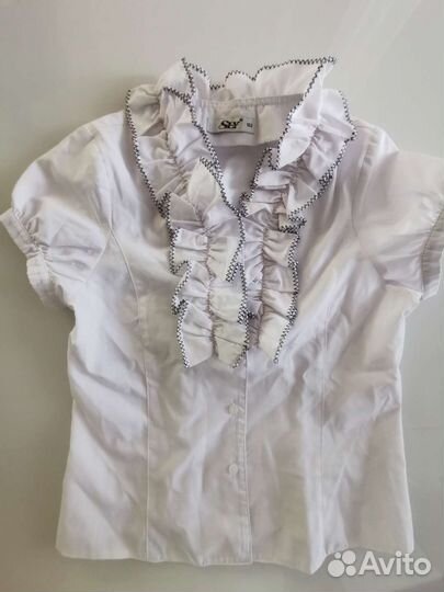 Блузка белая для девочек 122 134 школьная