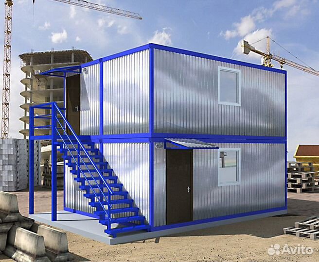 Двухэтажный модуль из 4-х бытовок, площадь 51 м56