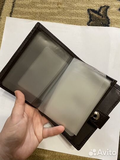 Мужское портмоне 3 в 1 из эко-кожи коричневое