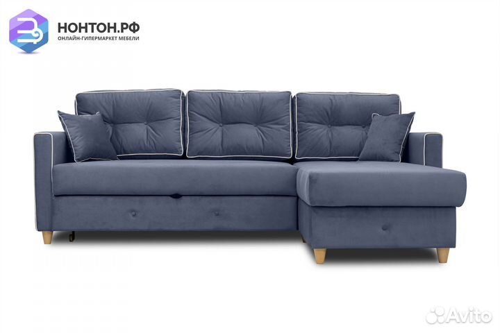 Диван угловой дельфин Айрин светло-синий