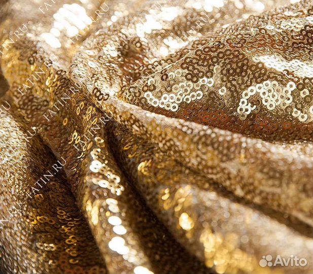 Ткань пайетки, цвет золото, 2 отреза по 150 см