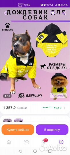 Куртка дождевик для собаки