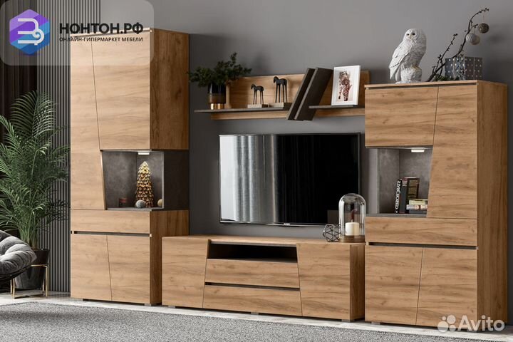 Гостиная Соренто №1 дуб крафт / бетон темный