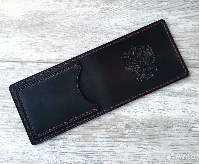 Обложка для удостоверения герб РФ из кожи