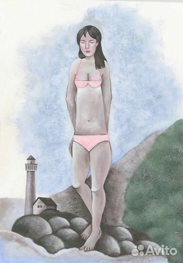 Картна девушка и море