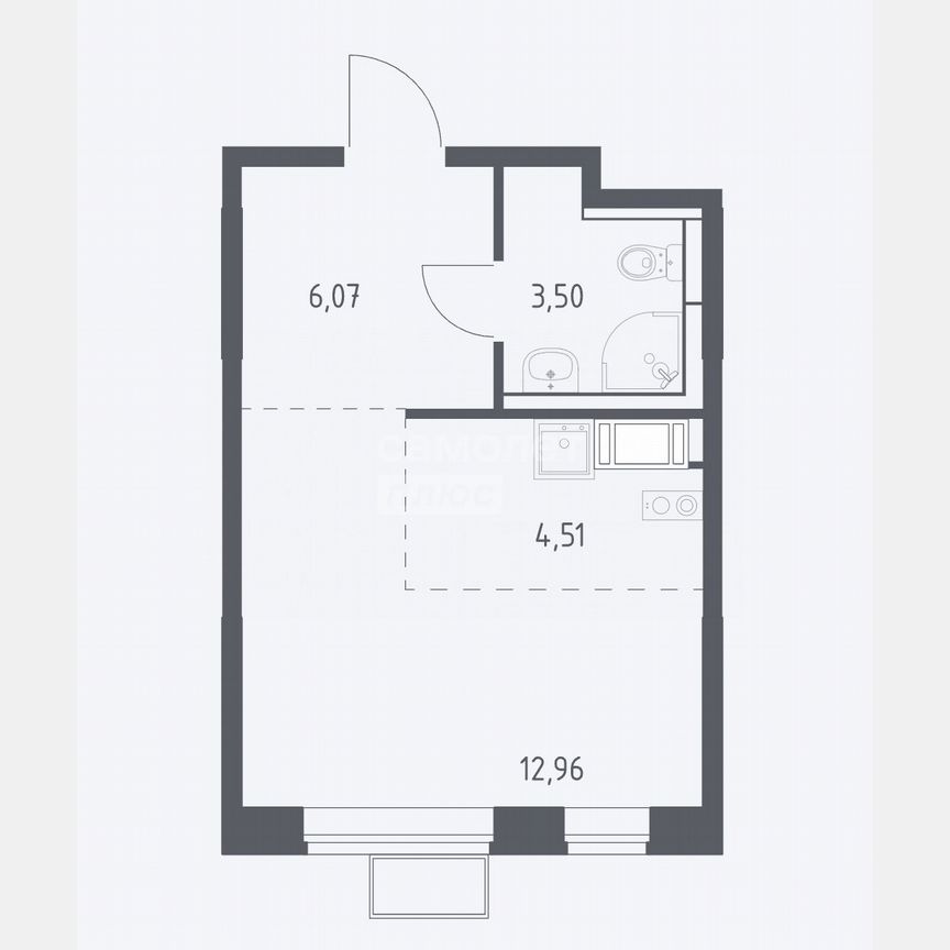 Квартира-студия, 27 м², 6/15 эт.