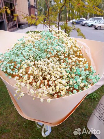 Букет из радужной гипсофилы