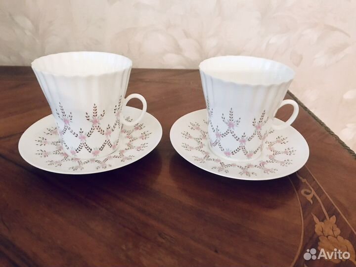 Чашки с блюдцами, костяной фарфор, винтаж