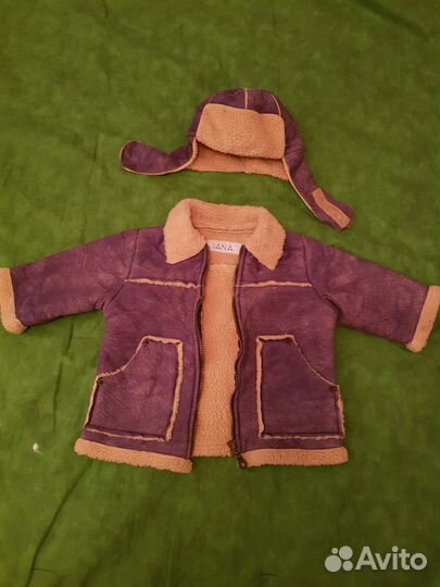 Дубленка и шапочка на годик