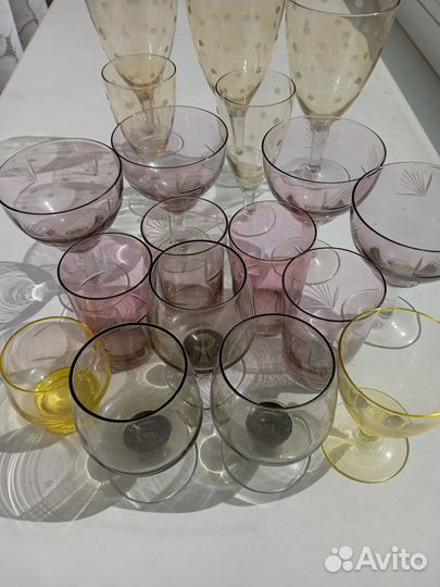 Фужеры, рюмки цветное стекло СССР