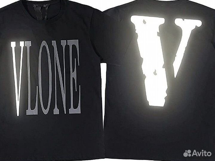 Чёрная футболка Влон vlone reflective рефлектив