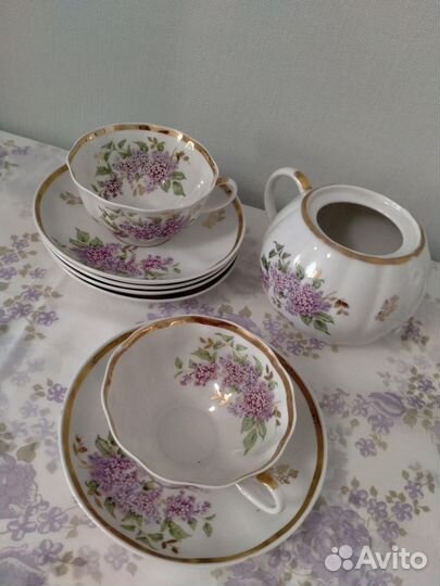 Чайный сервиз сирень. Дулево ссср.65года