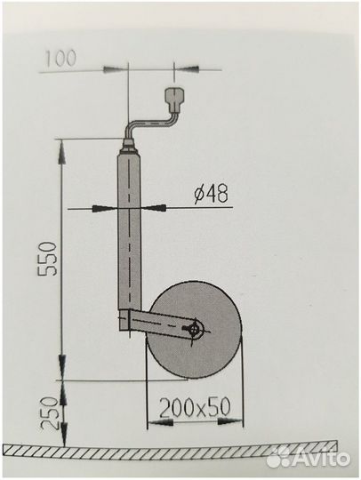 Опорное подкатное колесо для прицепа с хомутом