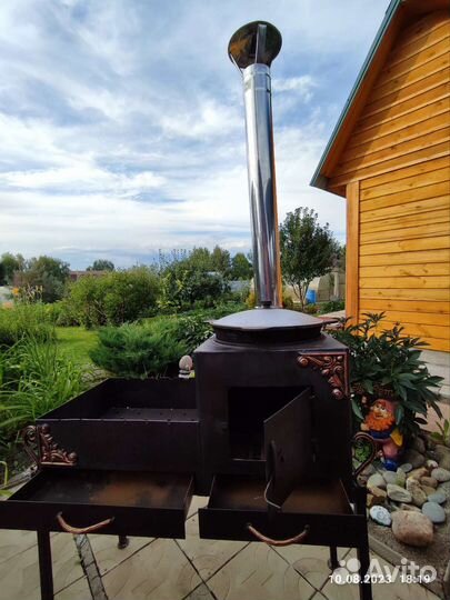 Мангал с печью под казан