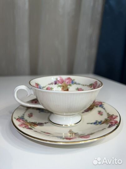 Немецкий антикварный фарфор. Чайная пара Schuman