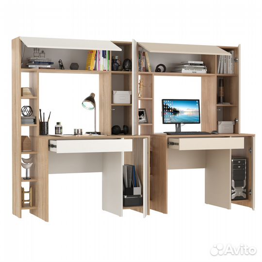 Два стола с надстройкой Mobi Комфорт 12.71 цвет дуб сонома/белый/гикори/сатин