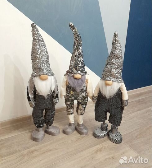 Интерьерный Скандинавский Гном 80-75 см пайетки