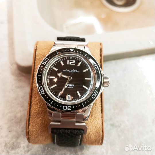 Часы Восток Нептун черные с датой custom