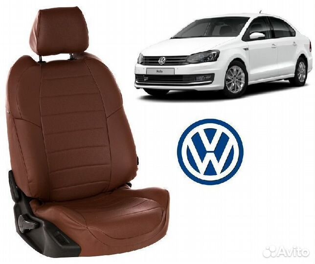 Чехлы из экокожи на Фольксваген Поло седан 40/60