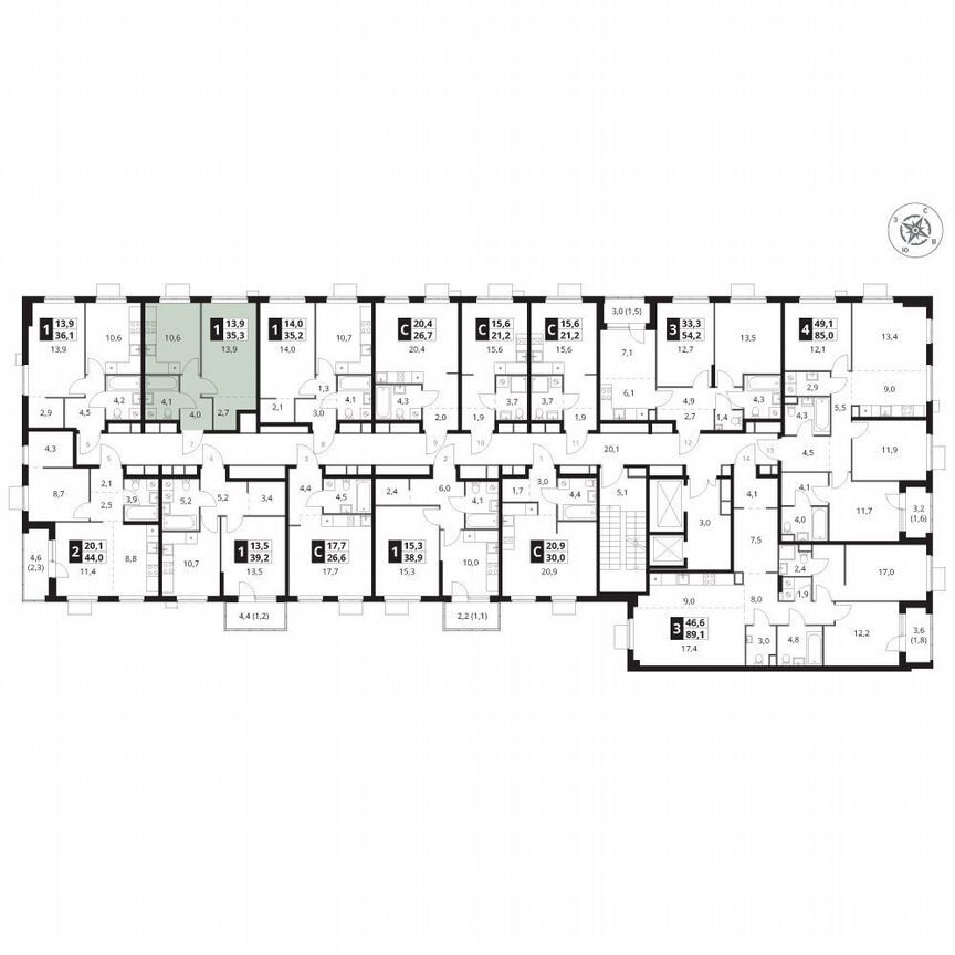 1-к. квартира, 35,3 м², 9/15 эт.