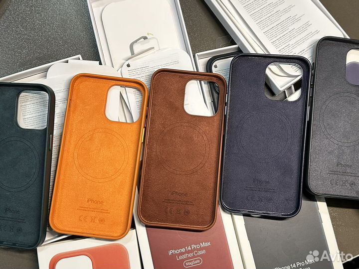 Чехол кожа iPhone 14 ProMax Magsafe Leather