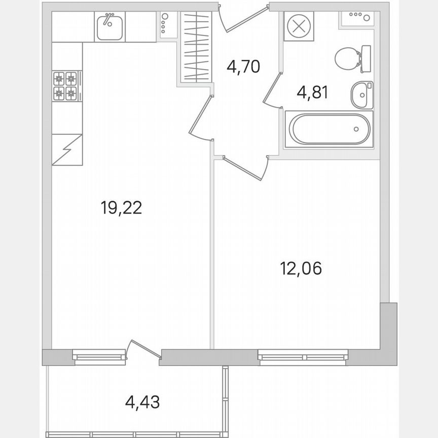 1-к. квартира, 42,1 м², 1/8 эт.