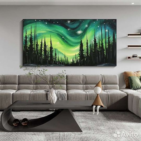 Картина маслом на подрамнике Еловый лес