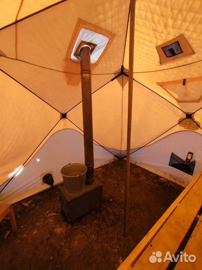 Палатка баня с печкой б/у