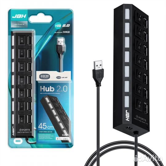 USB Hub разветвитель на 7 USB с выключателями