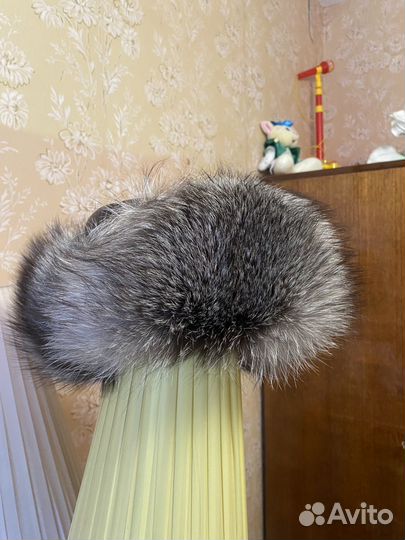 Шапка ушанка из натурального меха и кожи