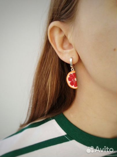 Серьги с дольками грейпфрута
