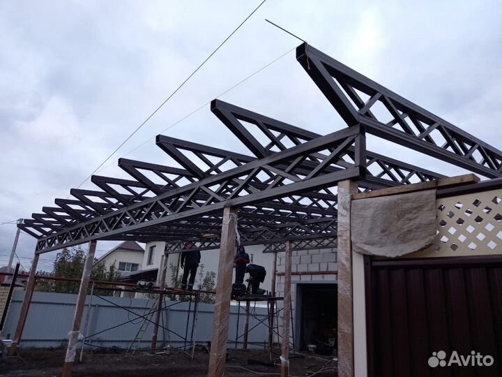 Каркасный навес из металла