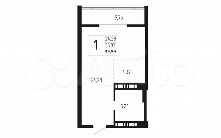 Квартира-студия, 39,6 м², 11/18 эт.