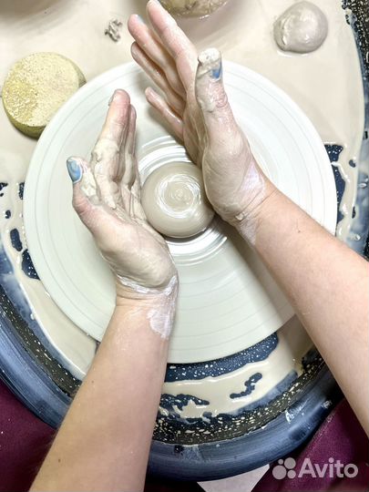 Гончарный мастер класс на круге, лепка из глины