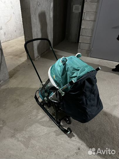 Детские санки коляска с колесами