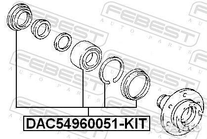 К-кт подшипника ступ. пер. Toyota Land Cruiser VZJ95 96 febest, DAC54960051KIT